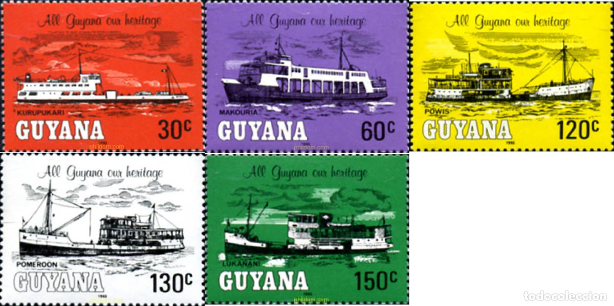 Sellos: 321335 MNH GUYANA 1983 BARCOS FLUVIALES - Foto 1