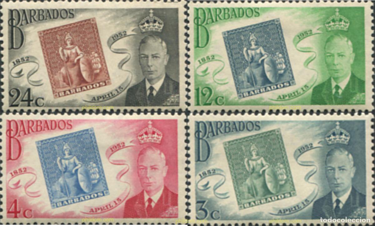 Sellos: 290143 MNH BARBADOS 1952 CENTENARIO DEL SELLO - Foto 1