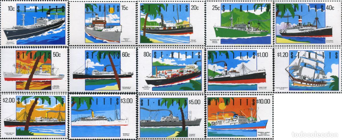 Sellos: 359410 MNH SAN KITTS 1990 BARCOS - Foto 1