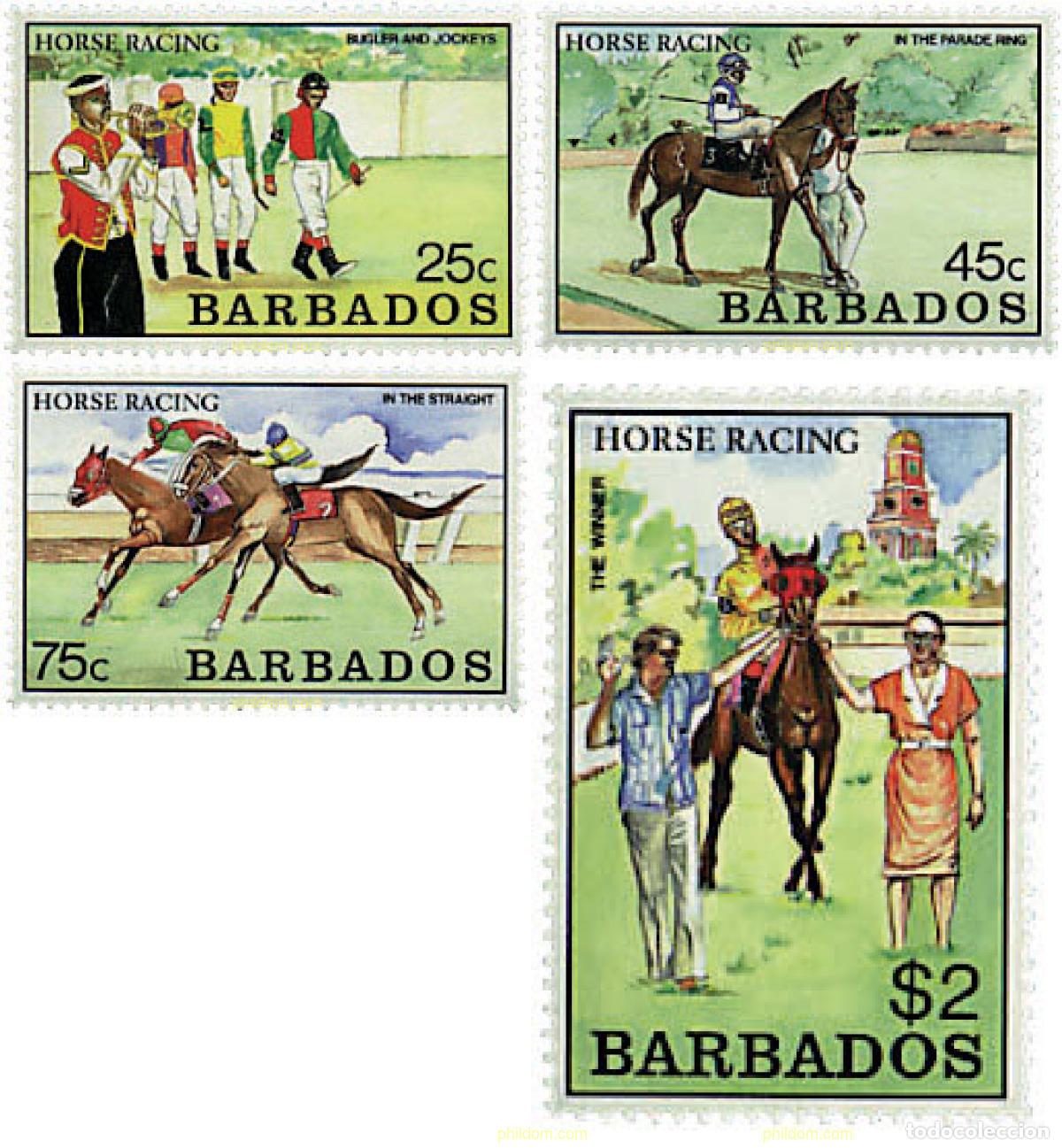 Sellos: 758797 HINGED BARBADOS 1990 CARRERA DE CABALLOS - Foto 1