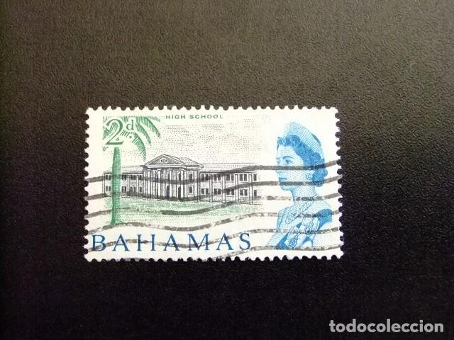 Sellos: 49 BAHAMAS 1965 / ELIZABETH II y EDIFICIO de COLEGIO / YVERT 196 FU filigrana CA multiple - Foto 1