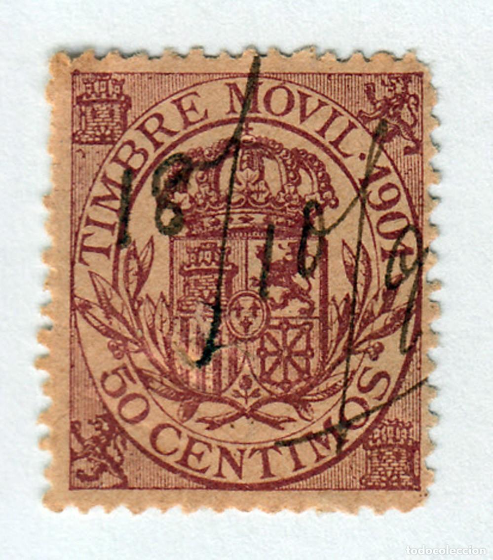 Sellos: SELLO ESPA&Ntilde;A TIMBRE MOVIL 1901: 50 CENTIMOS - Foto 1