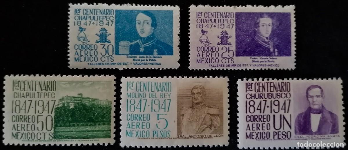 Sellos: M&Eacute;XICO 1947 - CENTENARIO / BATALLA DE CHAPULTEPEC . - Foto 1