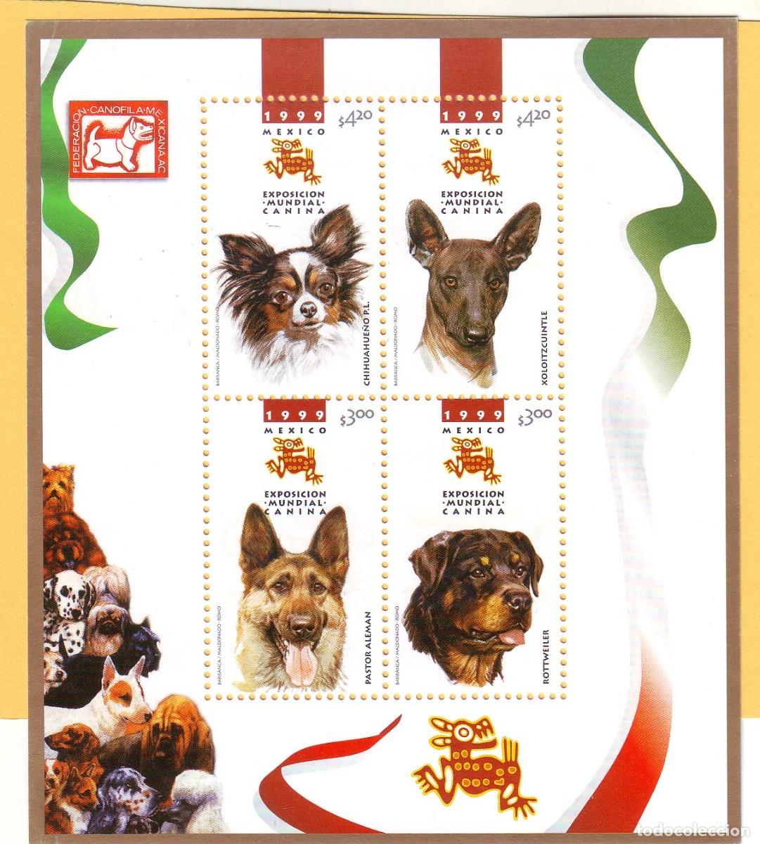 Sellos: HOJA DE MEXICO CON PERROS - Foto 1