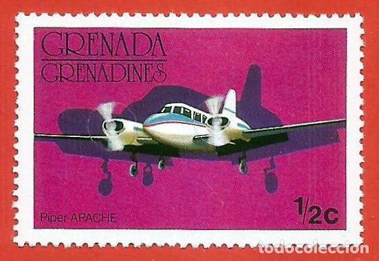 Sellos: Granada. Granadinas. 1976. Scott # 182. Avion. Piper Apache - Foto 1
