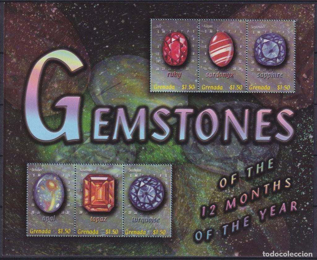 Sellos: F-EX54106 GRENADA MNH 2001 SHEET GEMSTONE GARNET PEARL EMERALD RUBY OPAL. - Foto 1