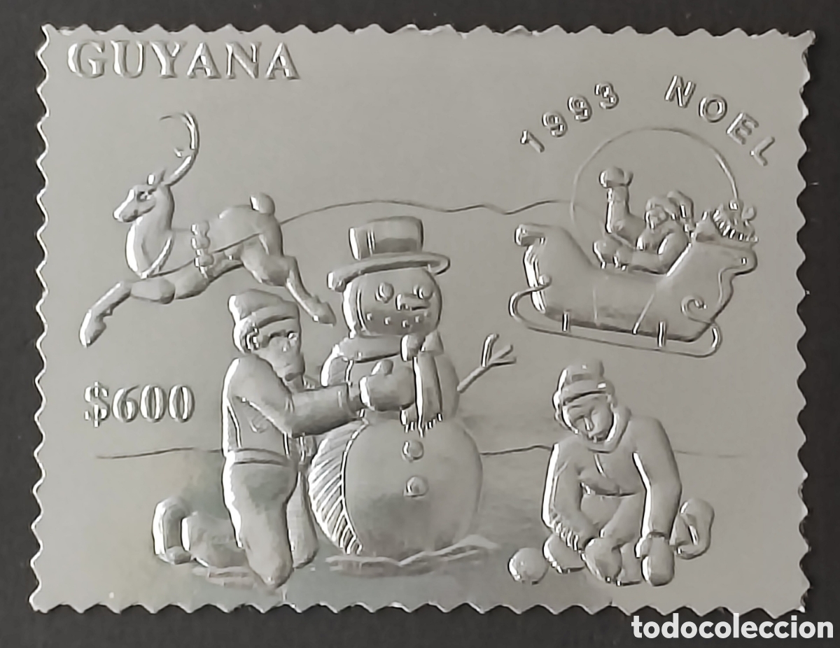 Sellos: Guyana. 1993. Navidad, plateado - Foto 1