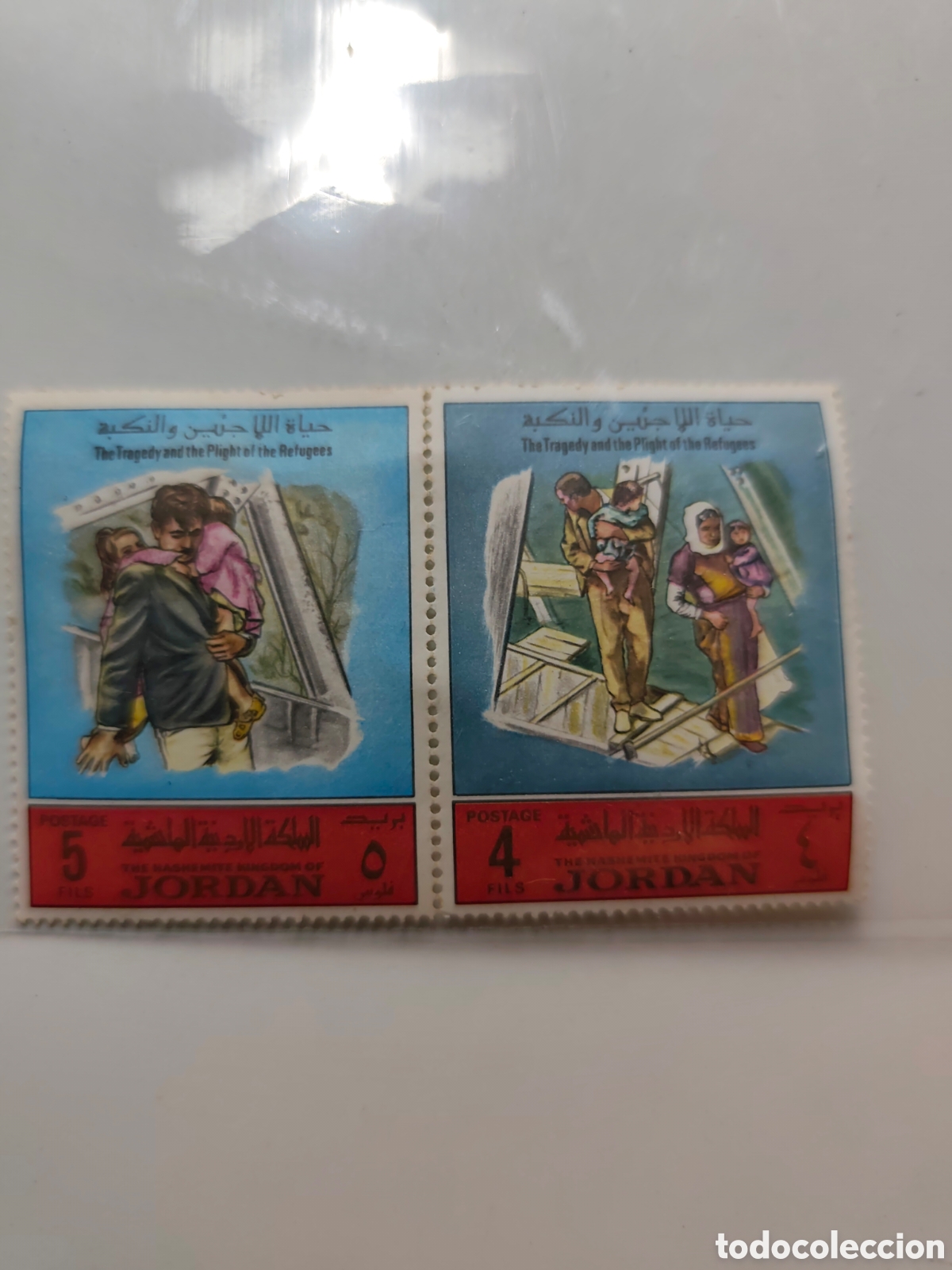 Sellos: Jordania Refugiados 4y5fils - Foto 1