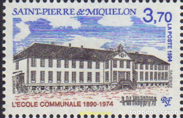 Sellos: 161464 MNH SAN PEDRO Y MIQUELON 1994 EDIFICIOS PUBLICOS. ESCUELA COMUNAL - Foto 1