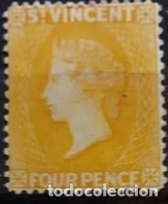 Sellos: St. Vincent. San Vicente. 4d 1869 - Foto 1