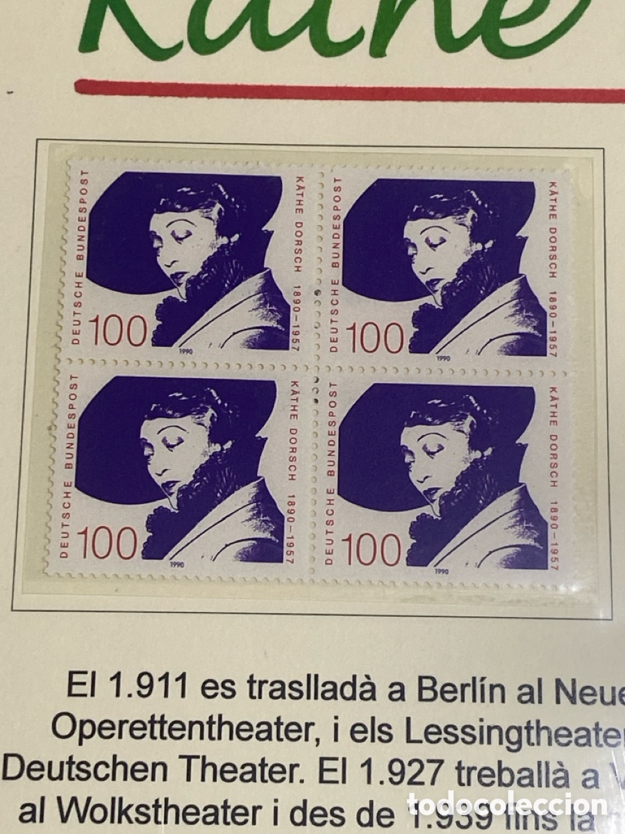 Sellos: 1 l&aacute;mina sellos y postal Actriz K&auml;the Dorsch - Foto 2
