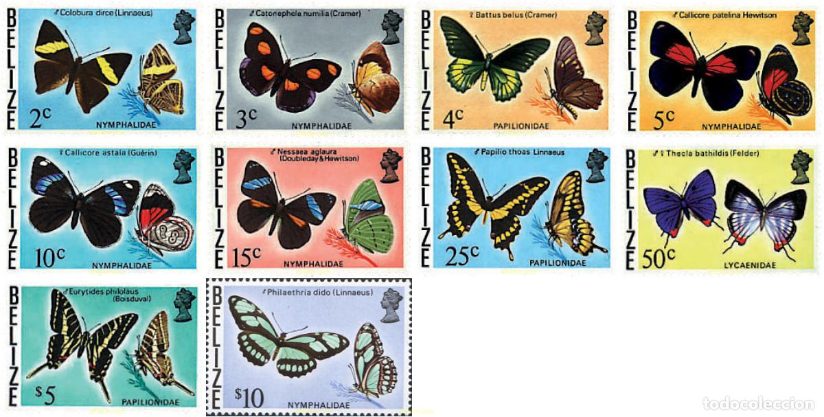 Sellos: 777344 MNH BELIZE 1974 MARIPOSAS - Foto 1
