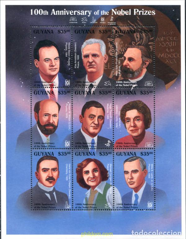Sellos: 312240 MNH GUYANA 1995 PREMIOS NOBEL - Foto 1