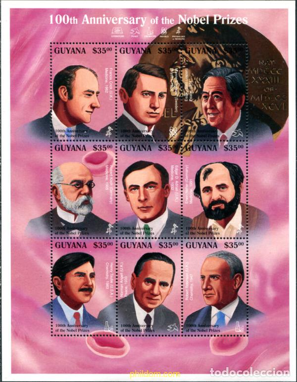 Sellos: 312239 MNH GUYANA 1995 PREMIOS NOBEL - Foto 1