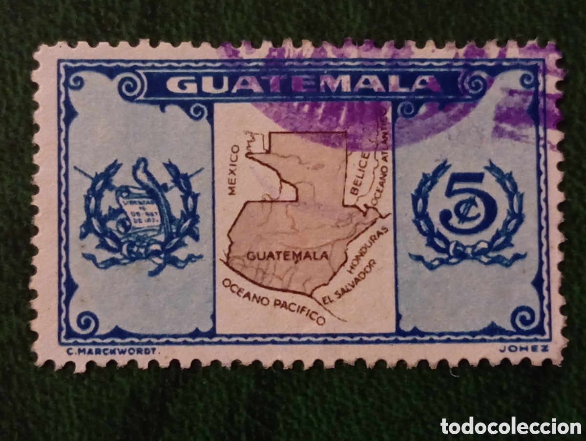 Sellos: Sello Guatemala 1936 Yvert 278 Mapa - Foto 1