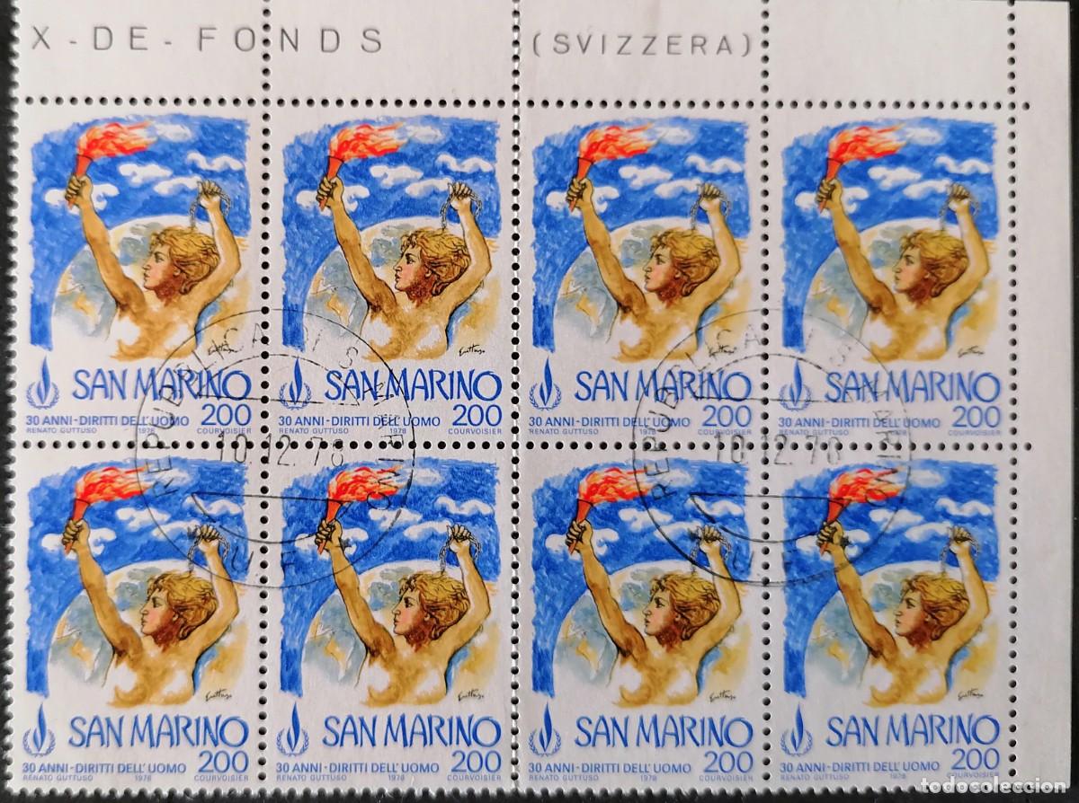 Sellos: SAN MARINO 1978 - ANIVERSARIO / DECLARACI&Oacute;N DERECHOS HUMANOS .