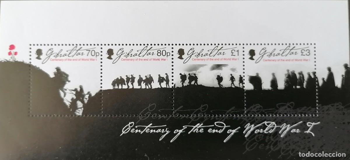 Sellos: GIBRALTAR 2018 - HB ANIVERSARIO FIN I G.M. / SOLDADOS .
