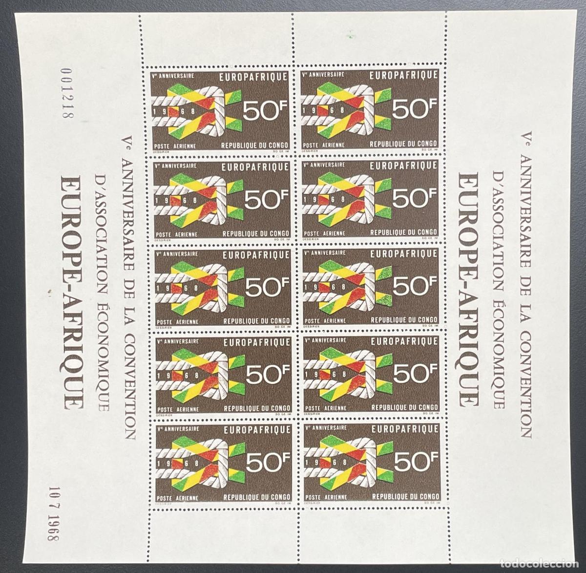 Sellos: Congo 1968 YT PA 70 tabl&oacute;n Europafrica Europa-&Aacute;frica Convenci&oacute;n econ&oacute;mica