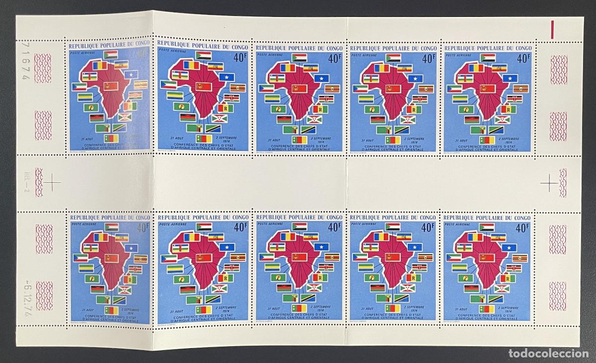 Sellos: Congo 1974 YT PA 197 tabl&oacute;n conferencia de jefes estado &Aacute;frica mapa banderas