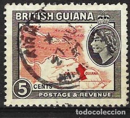 Sellos: Guyana Brit&aacute;nica 1954 - Mi 203 - YT 189 - Mapa de la colonia