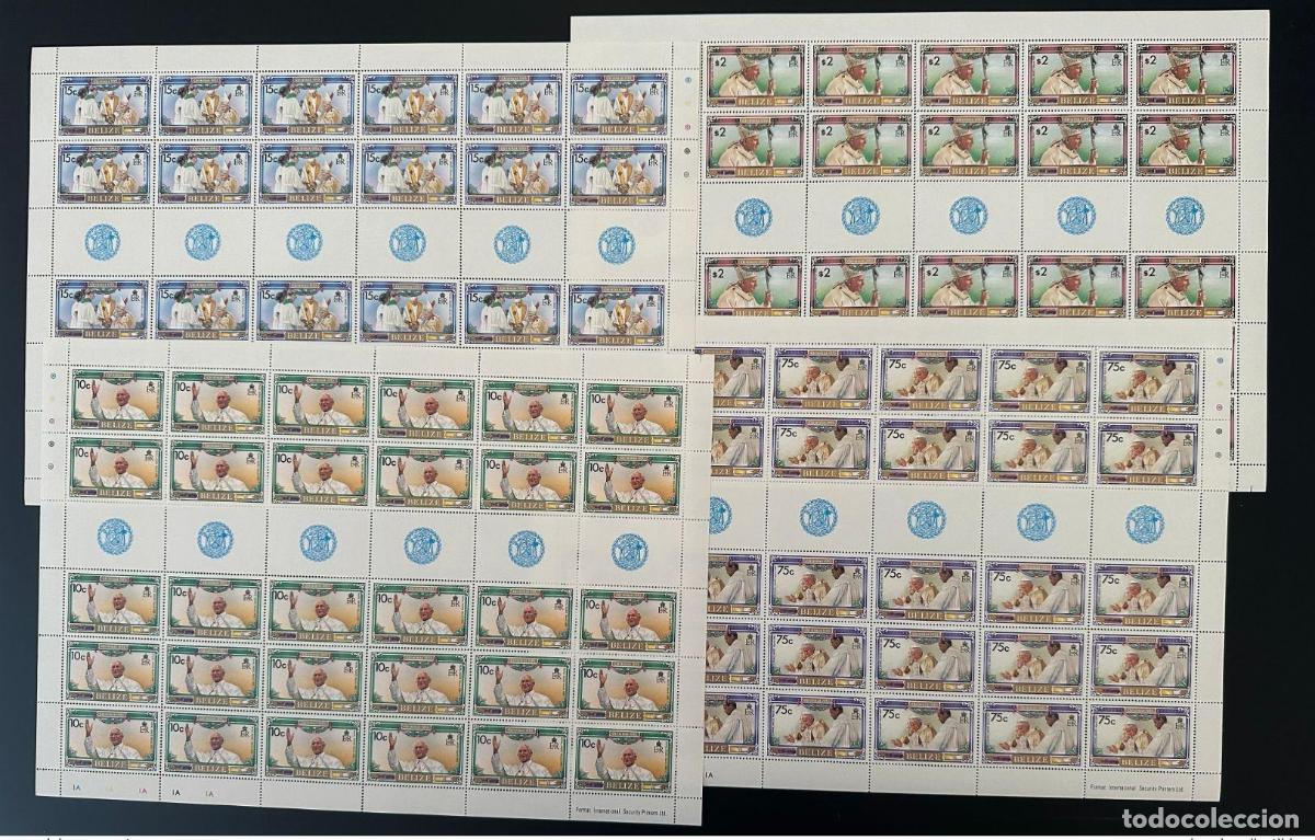 Sellos: Belice 1983 Mi. 724 - 728 l&aacute;mina Papa Juan Pablo II Papst Johannes