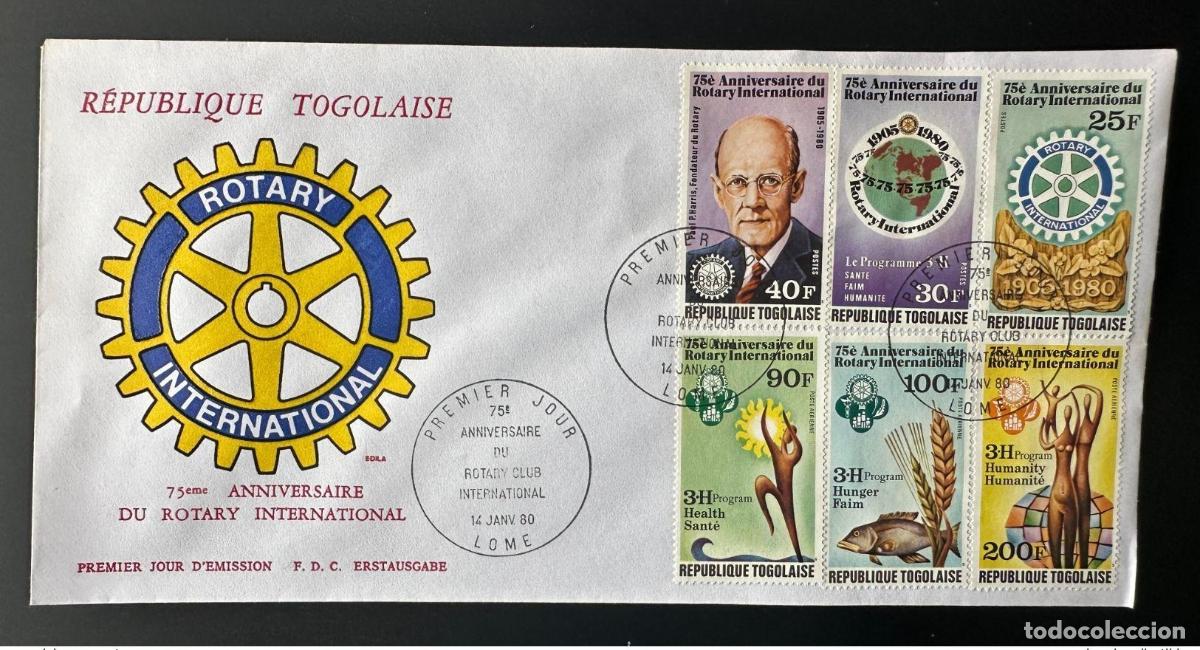 Sellos: Togo 1980 Mi. 1408 - 1413 FDC Rotary Club International Paul Harris Fish Poisson