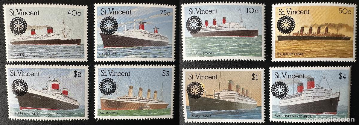 Sellos: San Vicente 1990 Mi. 1545 - 1554 trasatl&aacute;nticos sobrecargados del Rotary Club International Ocean