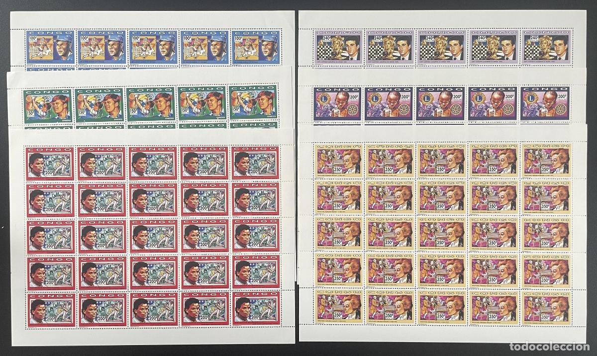 Sellos: Congo 1991 YT 923-928 tabl&oacute;n f&uacute;tbol b&eacute;isbol ajedrez Mozart Lions Rotary golf