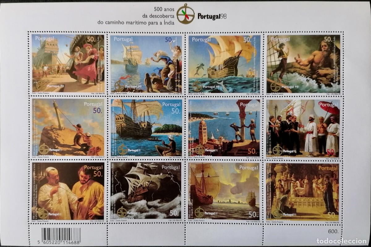 Sellos: PORTUGAL 1998 - HB - RUTA MAR&Iacute;TIMA A LAS INDIAS .-