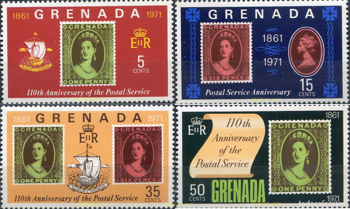 Sellos: 318361 MNH GRANADA 1971 100 A&Ntilde;OS DE SERVICIOS POSTALES