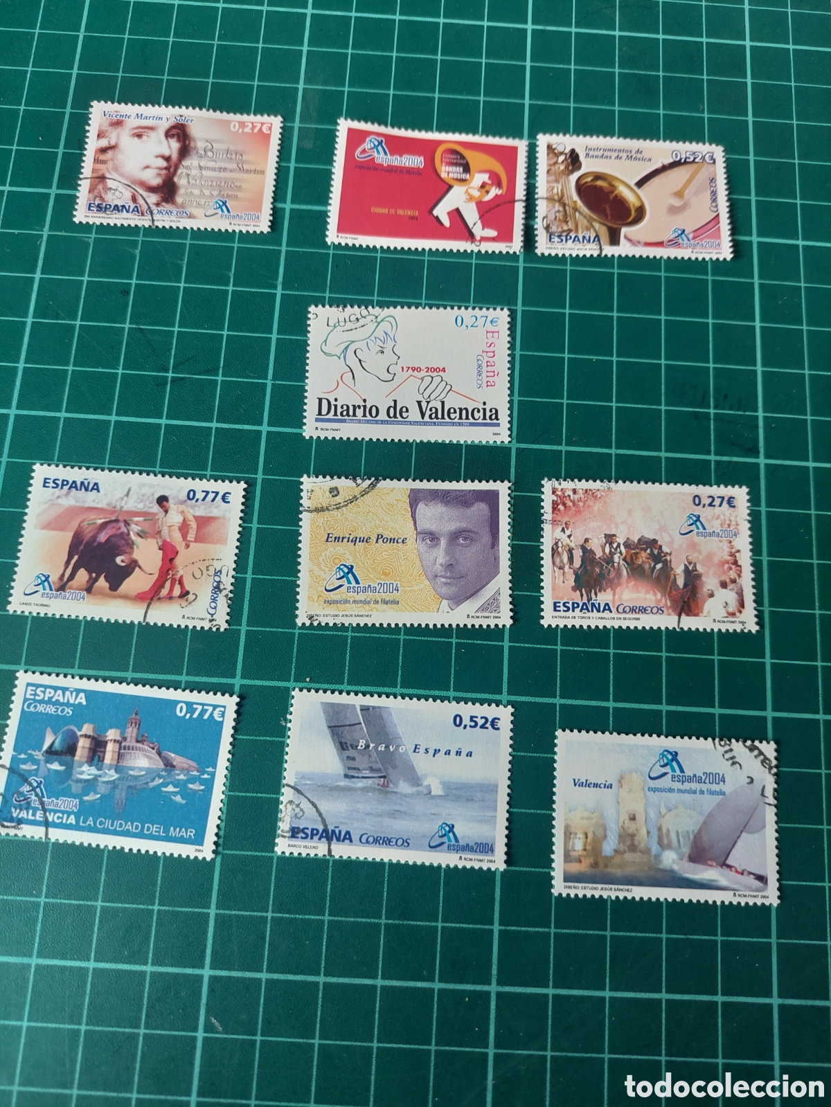 Sellos: VALENCIA 2004 ESPA&Ntilde;A EDIFIL 4085/86 4089/90 4094 4092/3 USADOS LUJO