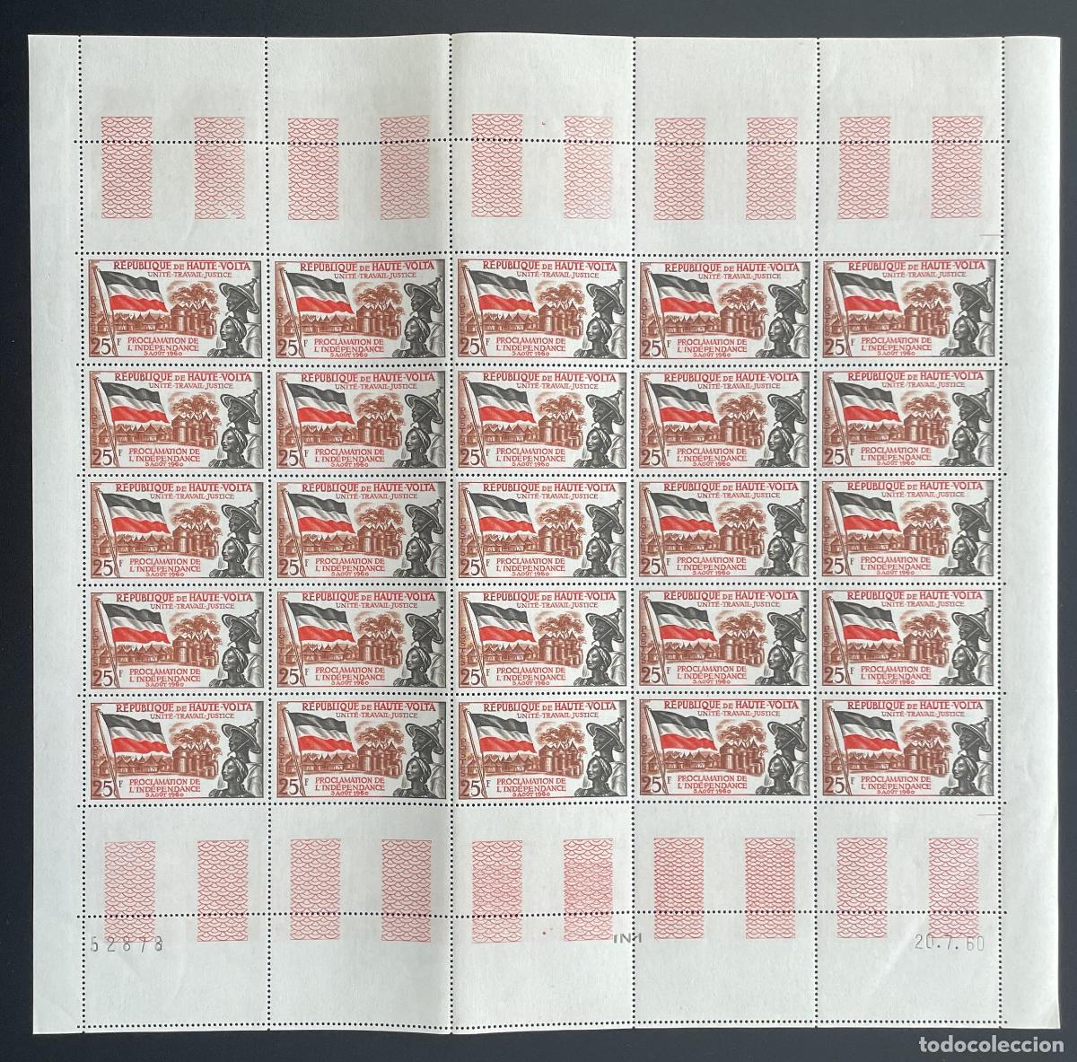 Stamps: Alto Volta 1960 YT 92 bloque Proclamaci&oacute;n Independencia bandera Unidad