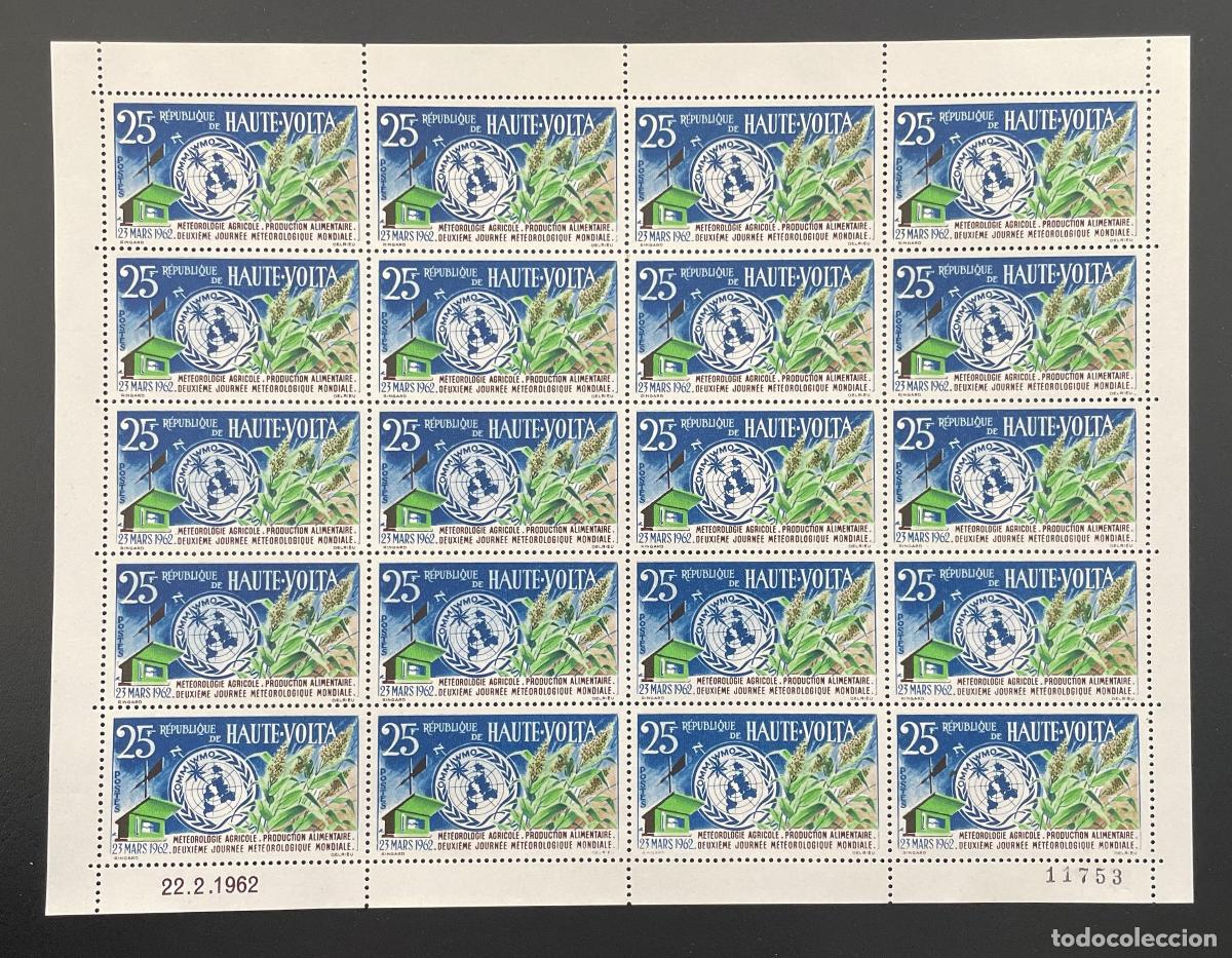 Stamps: Alto Volta 1962 YT 96 bloque meteorolog&iacute;a agricultura OMM WMO globo