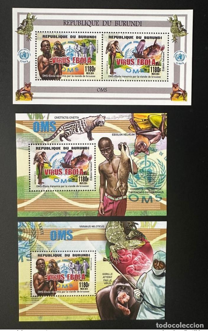 Sellos: Burundi 2014 Mi. 3468 - 3469 Bl. 476 478 OMS Ebola Bat Gorila