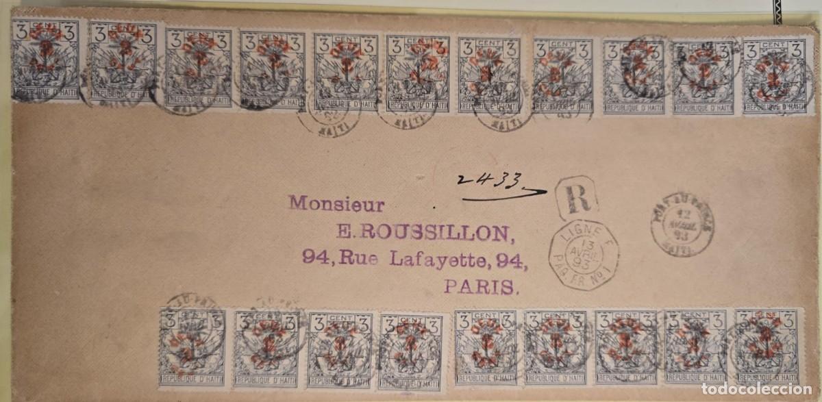 Briefmarken: O) 1893 HAITI, PORT-AU-PRINCE, CANCELLATION, COAT OF ARMS, LILAC GRAY 3 CENTS. REGISTERED MAIL TO PA