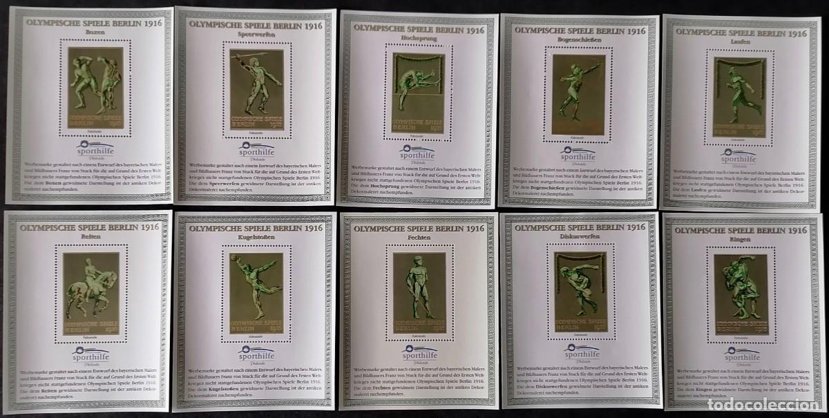 Sellos: OLYMPISCHE SPIELE BELIN 1916 - 10 HB FACS&Iacute;MIL .