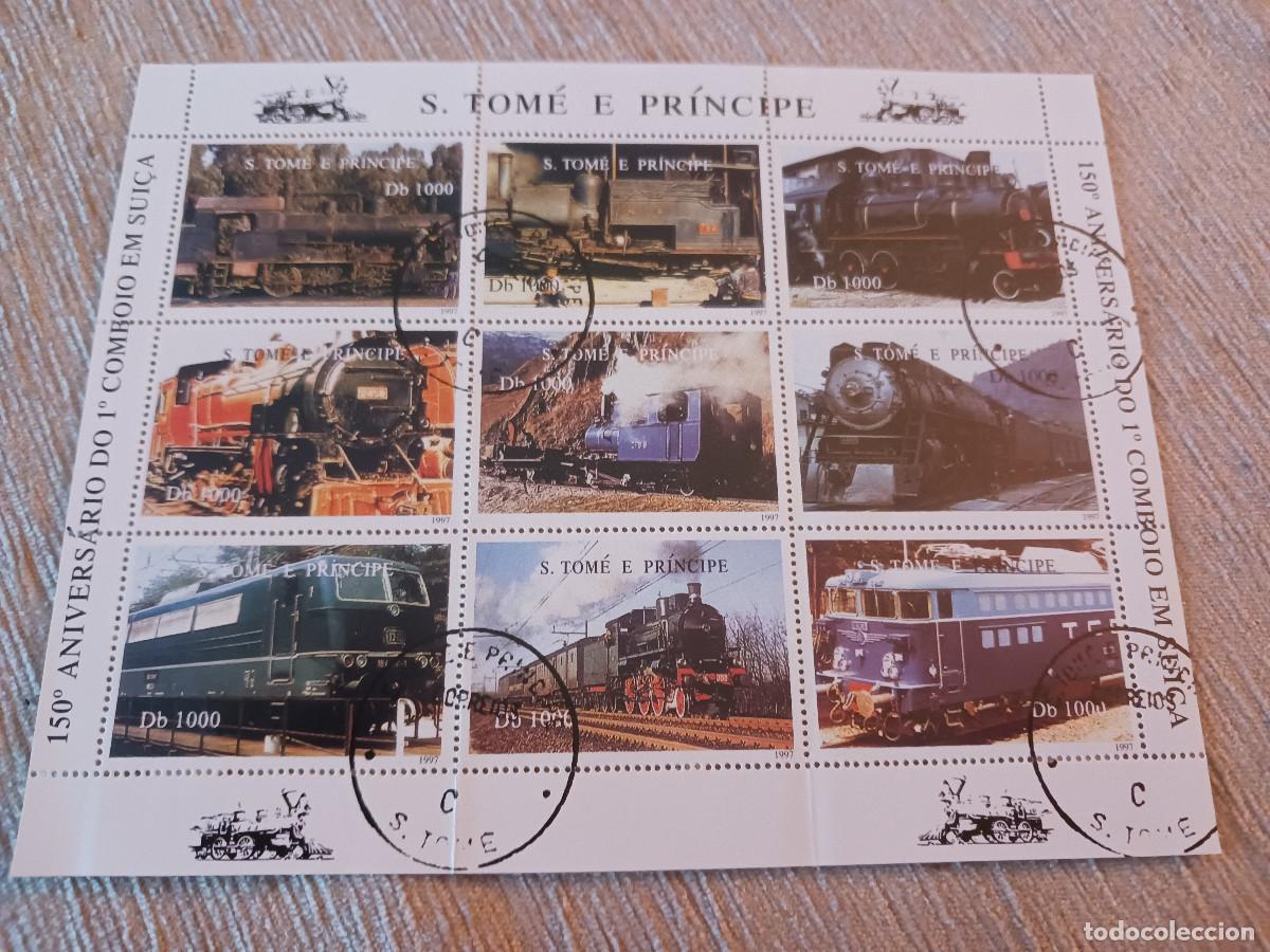 Sellos: hojita, SANTO TOME Y PRINCIPE 1997, 150 ANIVERSARIO DEL FERROCARRIL SUIZO