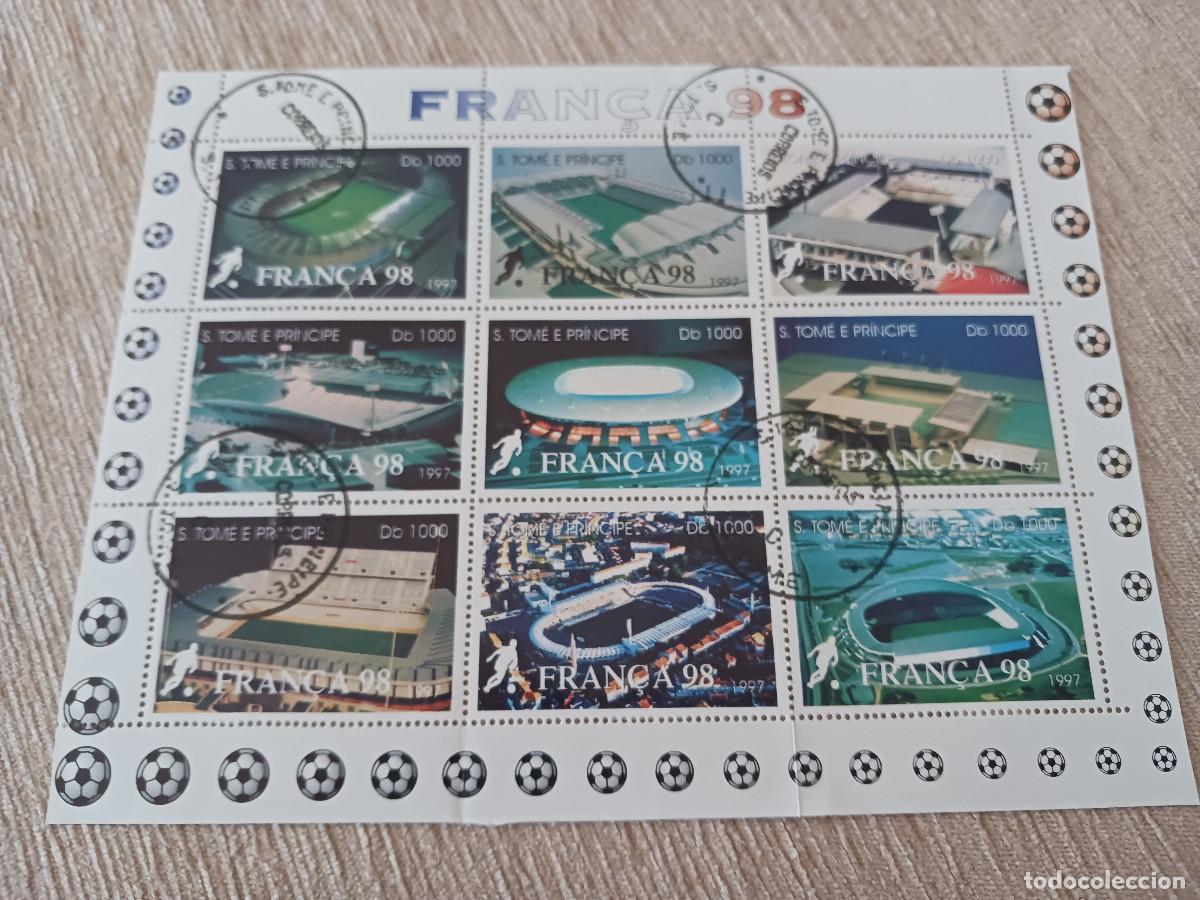 Sellos: SELLOS EN HOJITA, S. TOME E PRINCIPE MUNDIAL DE FUTBOL, FRAN&Ccedil;A 98