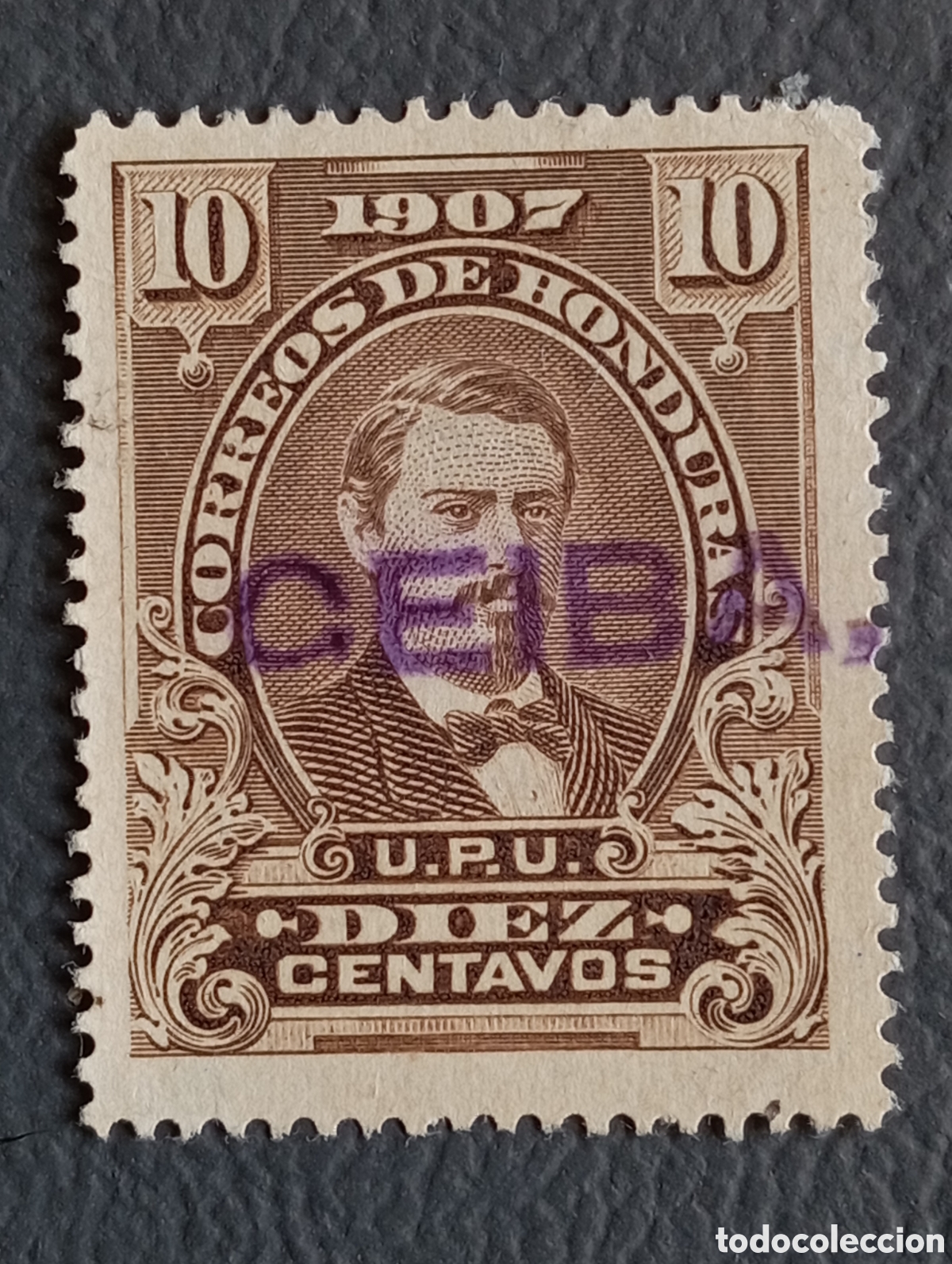 Sellos: Honduras 1907 - 10c Medina - Sobrecarga CEIBA - Scott #123 / Michel #104