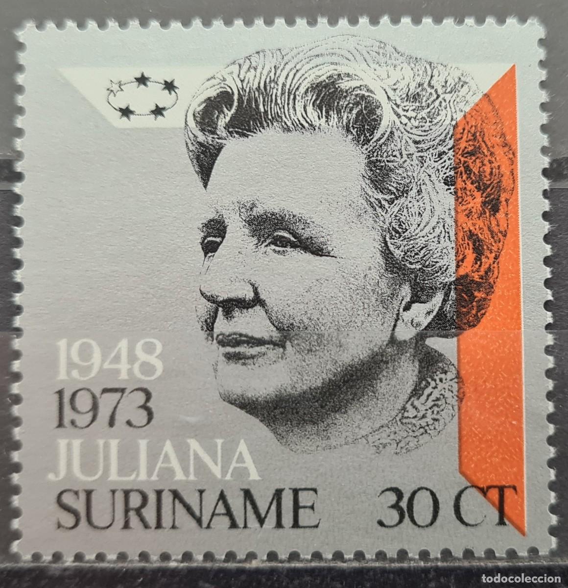 Sellos: Sello de Surinam 1973: XXV aniversario de la ascensi&oacute;n al trono de la reina Juliana