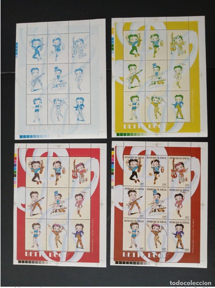 Sellos: Senegal 1999 Mi. 1845 - 1853 ensayos en color Betty Boop M&uacute;sica de dibujos animados