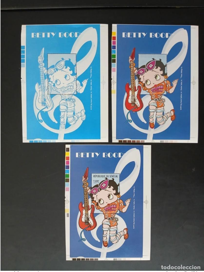 Sellos: Senegal 1999 Mi. Bl. 99 ensayos en color dibujos animados m&uacute;sica para guitarra de Betty Boop