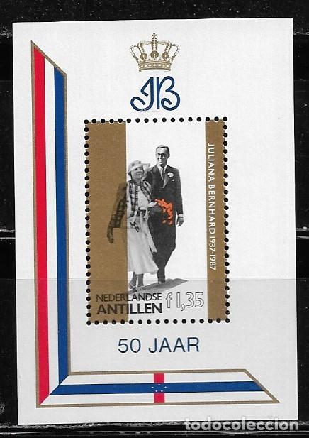 Sellos: ANTILLAS HOLANDESAS 1987, HOJA BLOQUE Ivert 31 - JULIANA BERNHARD. MNH