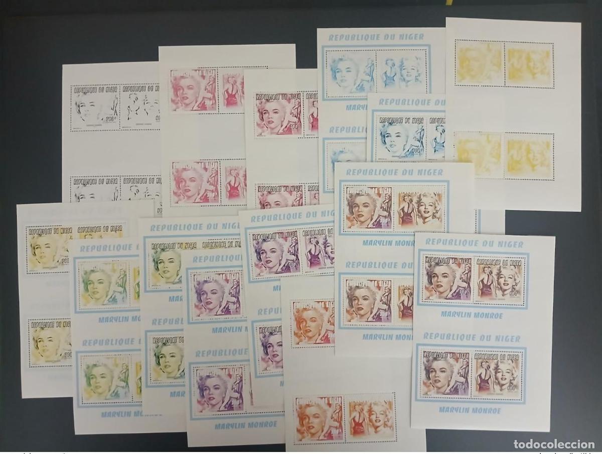 Sellos: N&iacute;ger 1996 Mi. 1195 - 1198 Ensayos en color SIN CORTAR Marilyn Monroe Cinema Hollywood