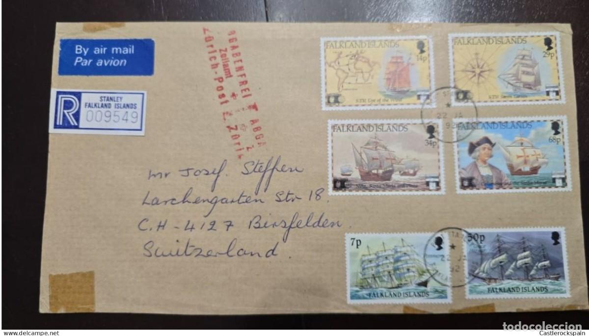 Sellos: O) 1992 FALKLAND ISLANDS, WORLD COLUMBIAN STAMP EXPO 92, DISCOVERY OF AMERICA, SAILING SHIPS, EYE