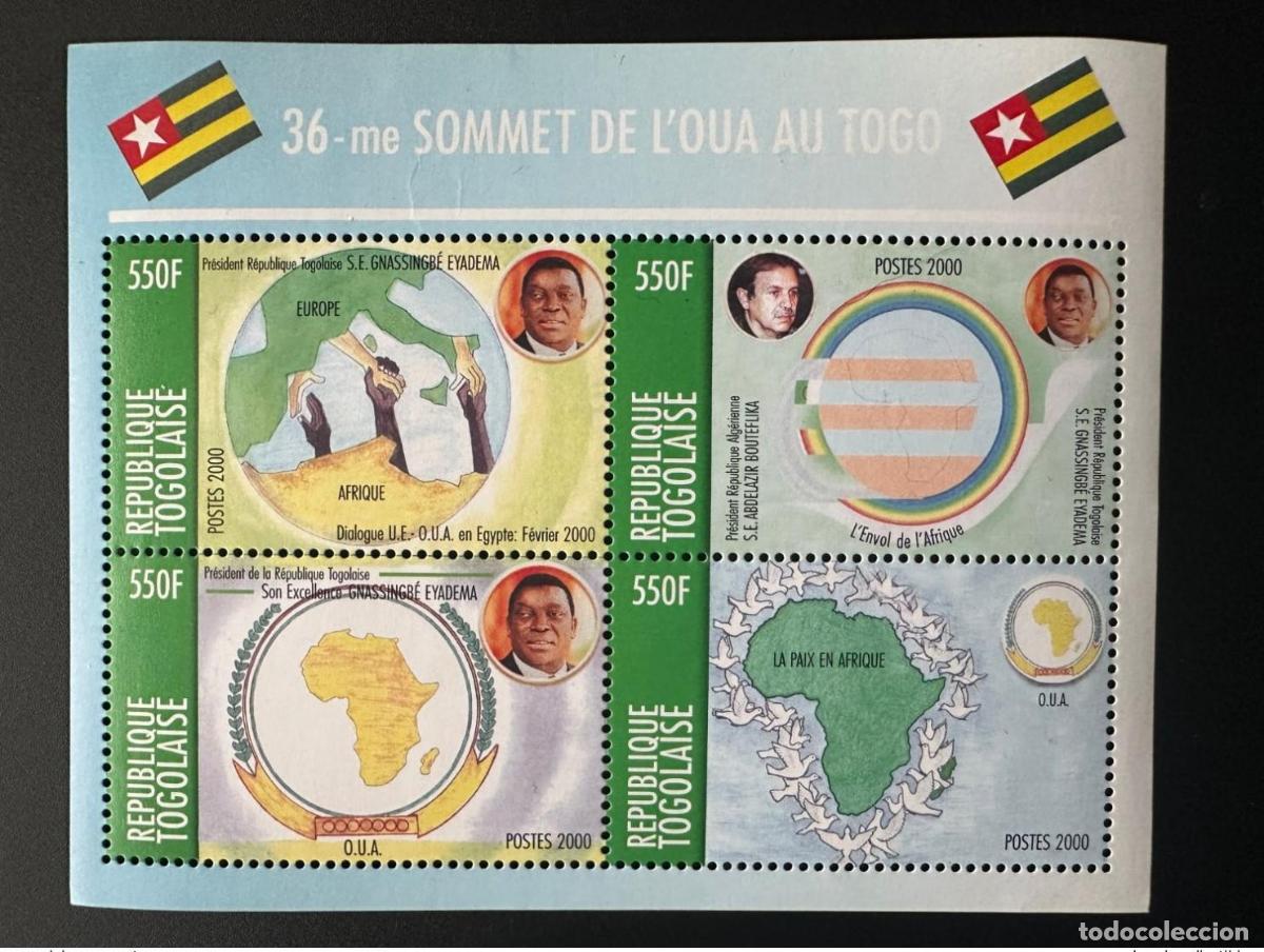 Sellos: Togo 2000 Mi. 3004 - 3007 36&ordf; Cumbre Paz en &Aacute;frica Peace Frieden OUA O.U.A.