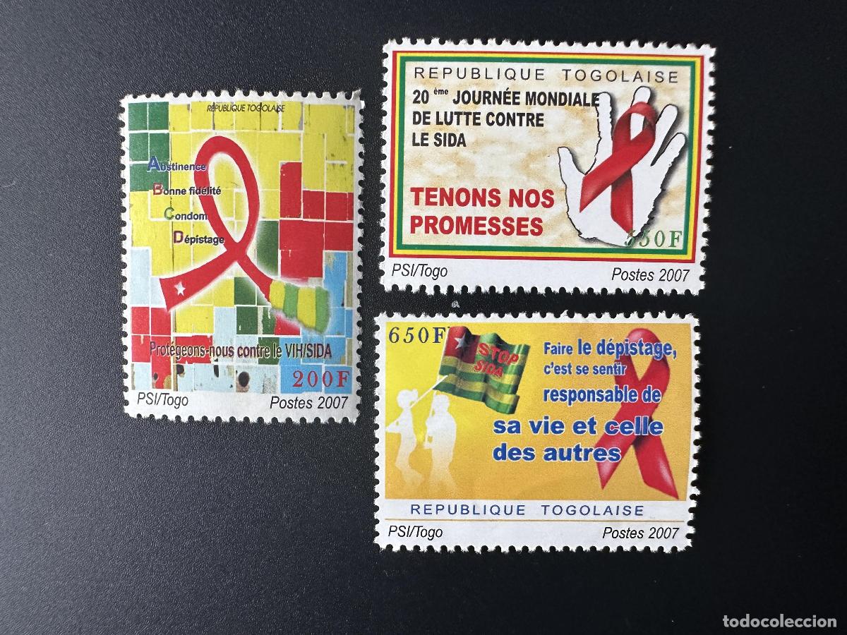 Sellos: Togo 2007/2008 Mi. 3381 - 3383 Lucha contra el SIDA Mapa Bandera