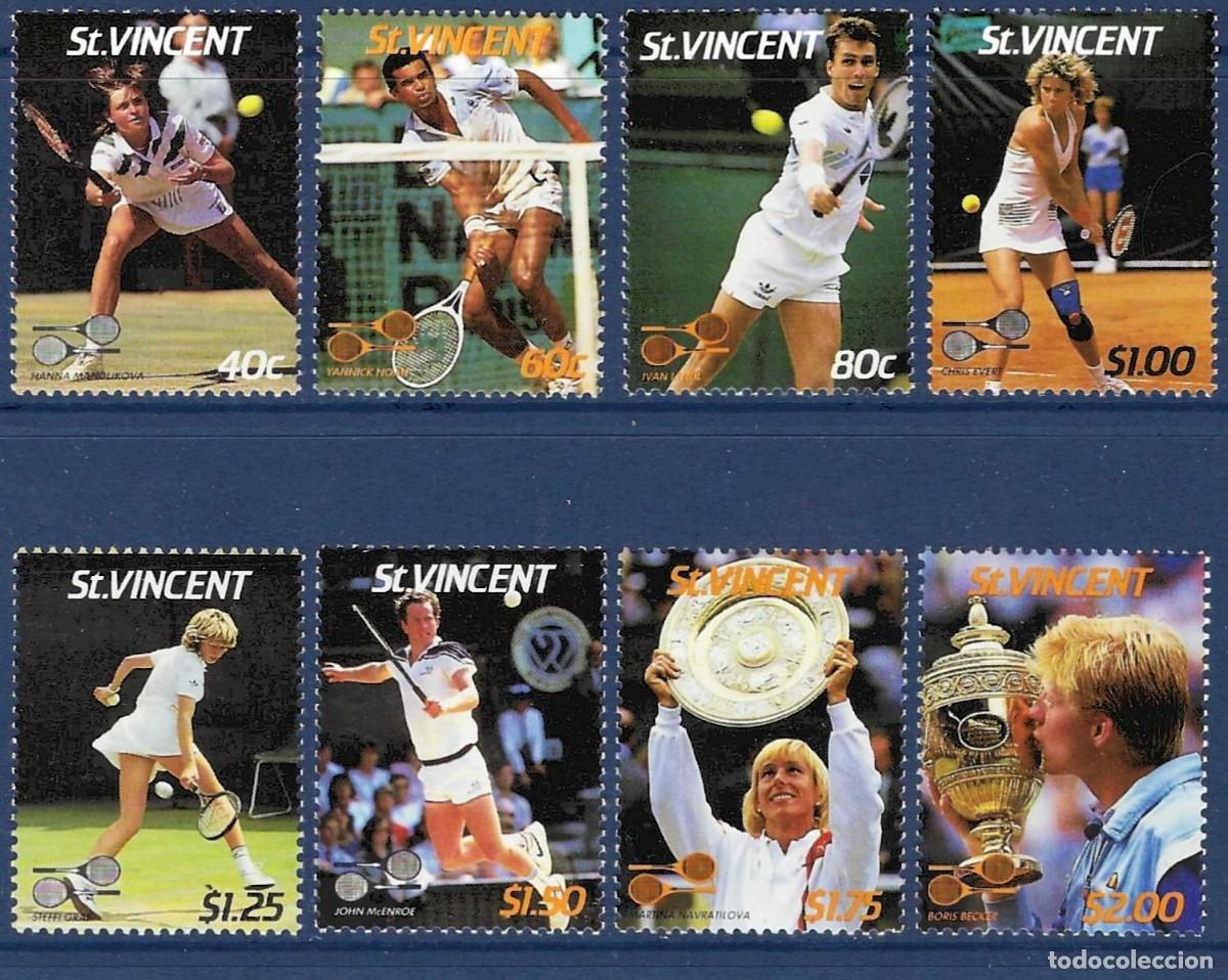 Sellos: San Vicente 1987 - Mi 1020 a 1027 - YT 987 a 994 - Torneo de tenis de Wimbledon - MNH**