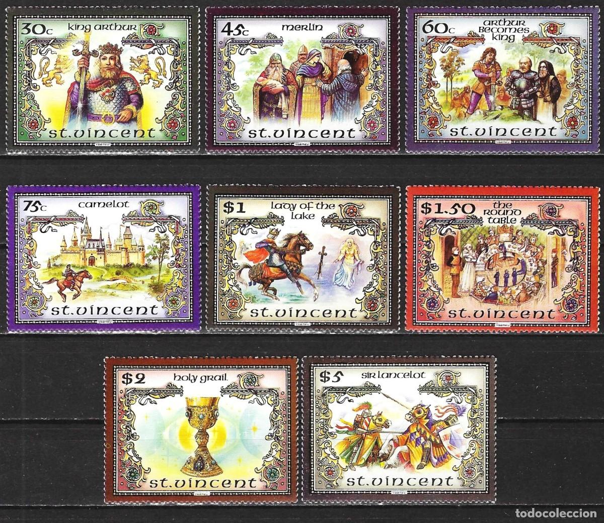 Sellos: San Vicente 1987 - Mi 987 a 994 - YT 961 a 968 - La leyenda del rey Arturo - MNH**