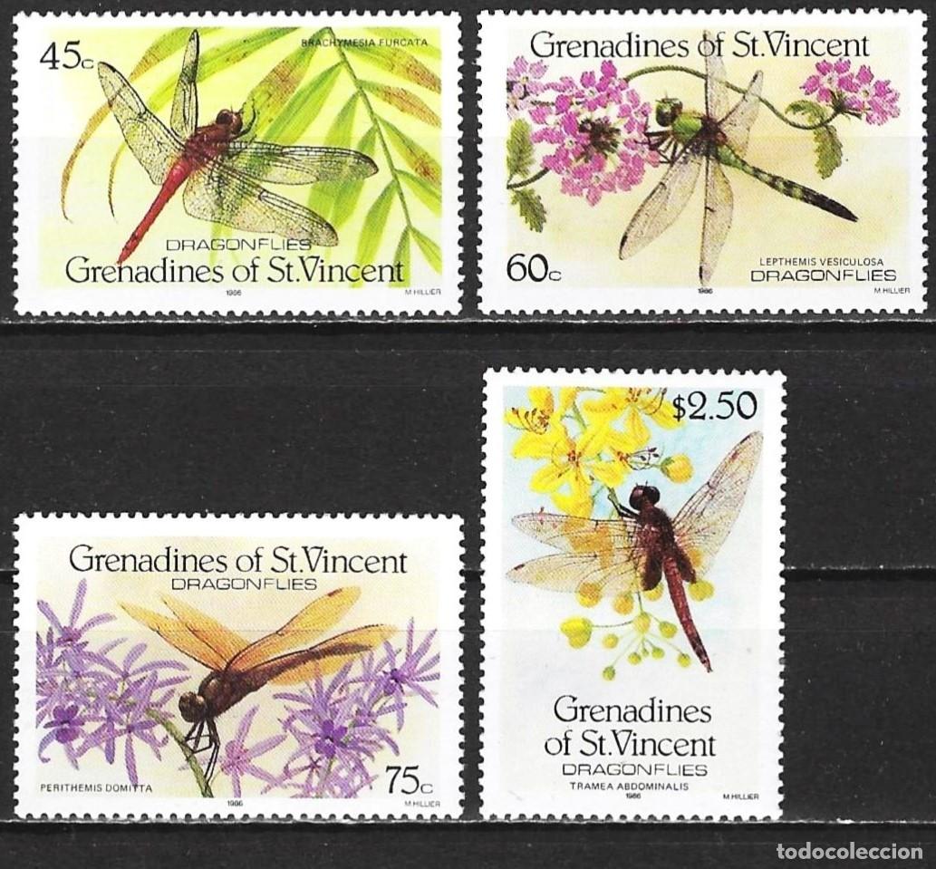Sellos: Granadinas de San Vicente 1986 - Mi 506 a 509 - YT 479 a 482 - Insectos : Lib&eacute;lulas - MNH**